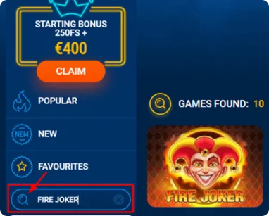 fire joker free spins no deposit