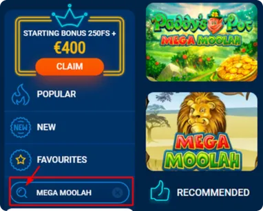 mega moolah casino login