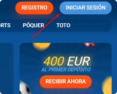 sección de log in