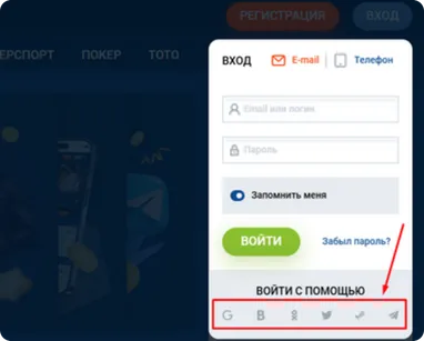 вход через социальные сети
