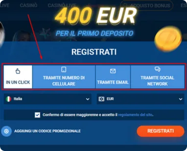 Scegli il Metodo Registrazione