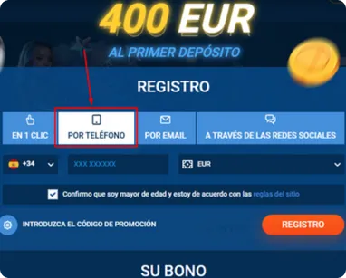 Registro con teléfono móvil