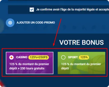 Réclamez votre bonus bienvenue