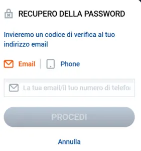 recupero password