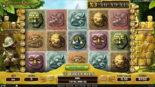 The Free Falls feature in Gonzo's Quest slot